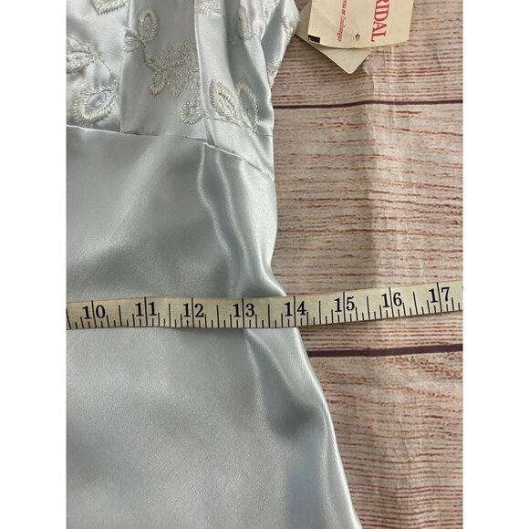 NWT Michaelangelo David's Bridal Ice Blue Satin Sleeveless Dress - 12 - Picture 5 of 14